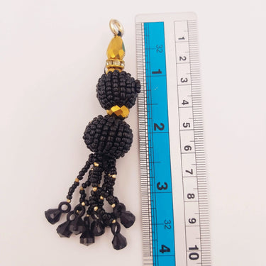Black Bead Tassels Latkan, Indian Latkans, Black Beaded Danglers